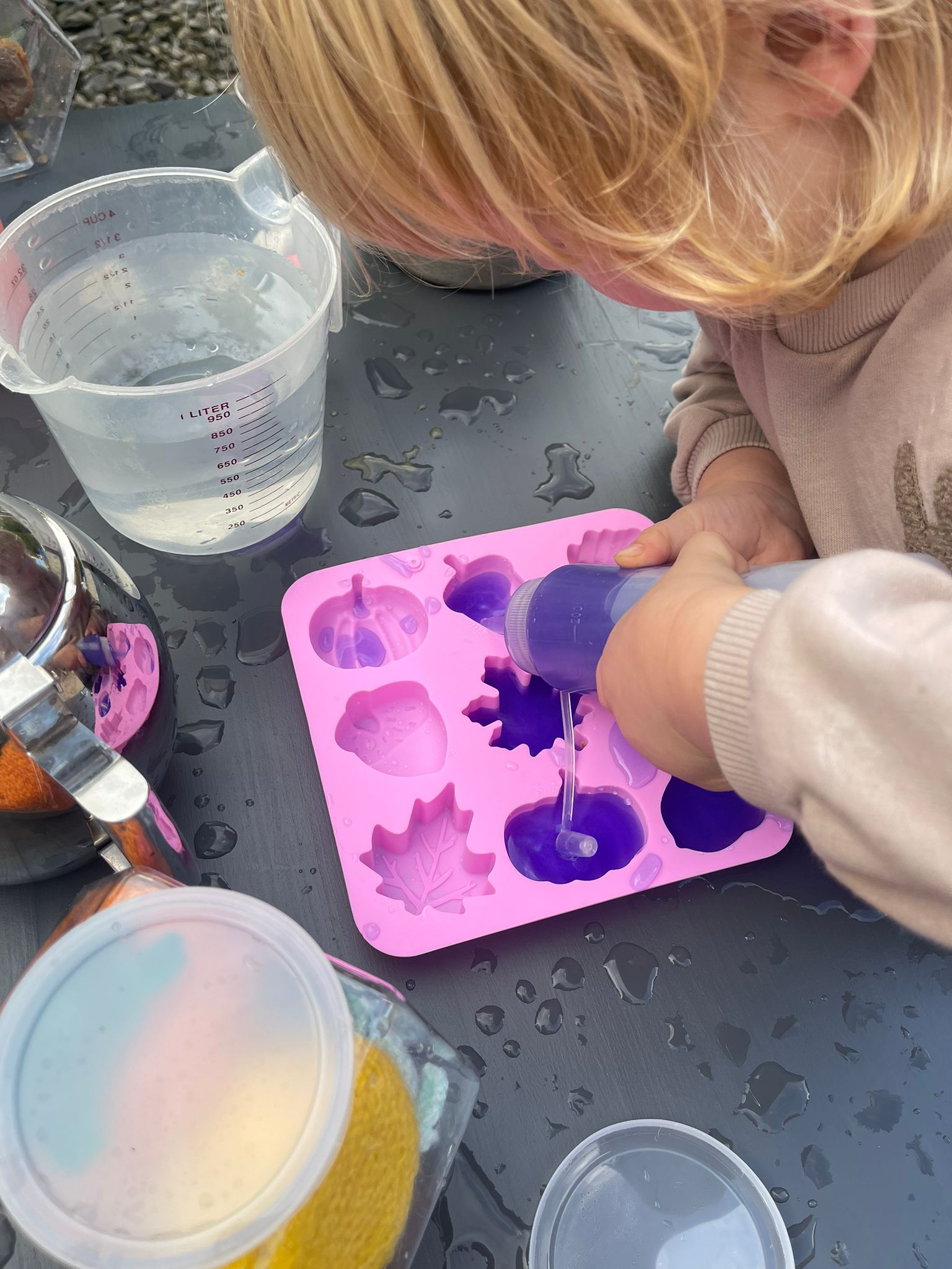 Making sparkly magic potions outside